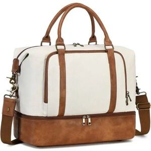 New Women Ladies Travel Weekender Bag Overnight Duffle Bag, Beige